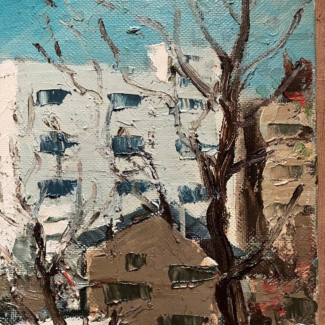 西岡清史　御堂筋にて　大阪　油彩　油絵　額なし