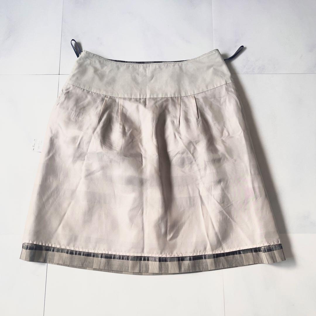 バーバリーロンドン 大きいサイズ 46 フレアスカート メガチェック シルク混