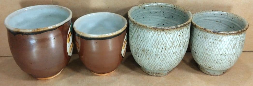 【本物保証】島岡達三 赤繪,象嵌夫婦湯呑 共箱★2セット 人間国宝 美品 益子焼