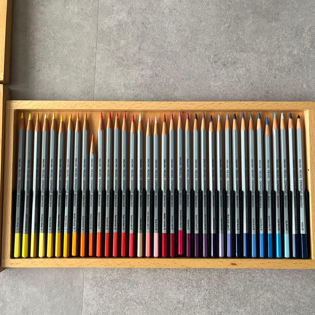 DERWENT 水彩色鉛筆 72色セット 木製ケース