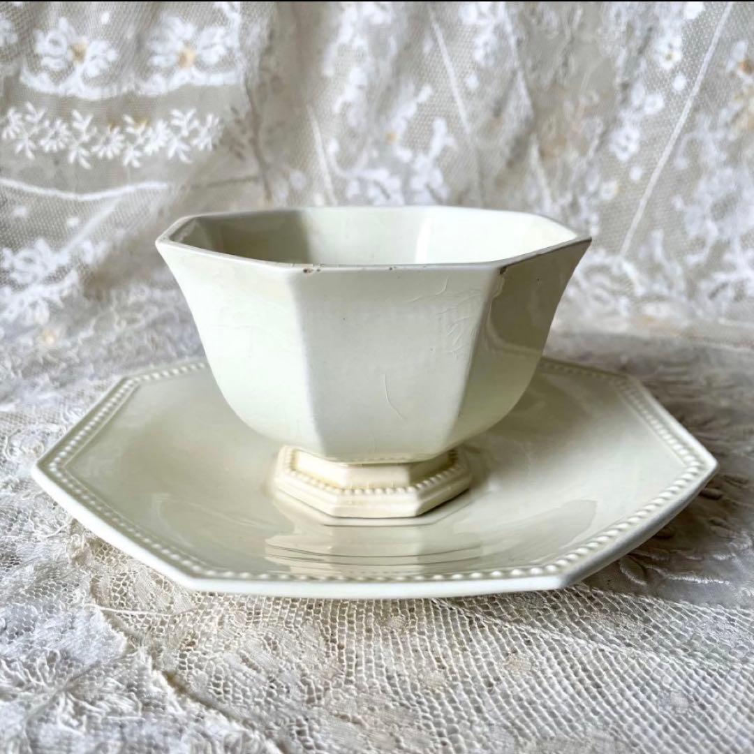 【希少】クレイユモントロー　オクトゴナルC&S カップ　フランスアンティーク