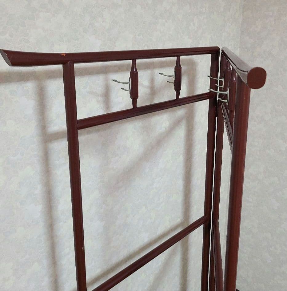 衣桁 着物掛け 衣紋掛け 折り畳み 鶴 インテリア レトロ　アンティーク中古品