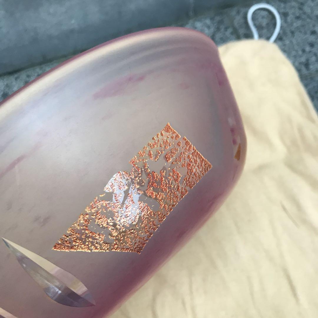 ガラス工芸家　藤田潤 金彩　カット文鉢　ガラスの器