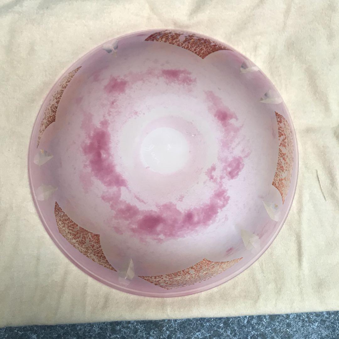 ガラス工芸家　藤田潤 金彩　カット文鉢　ガラスの器