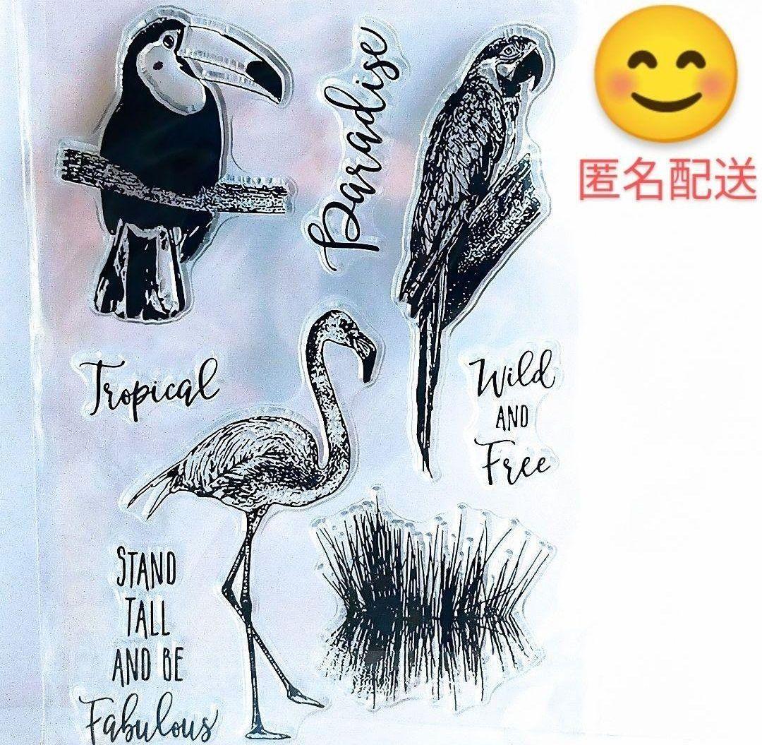 (409)【海外製 】クリアスタンプ トロピカル 野鳥