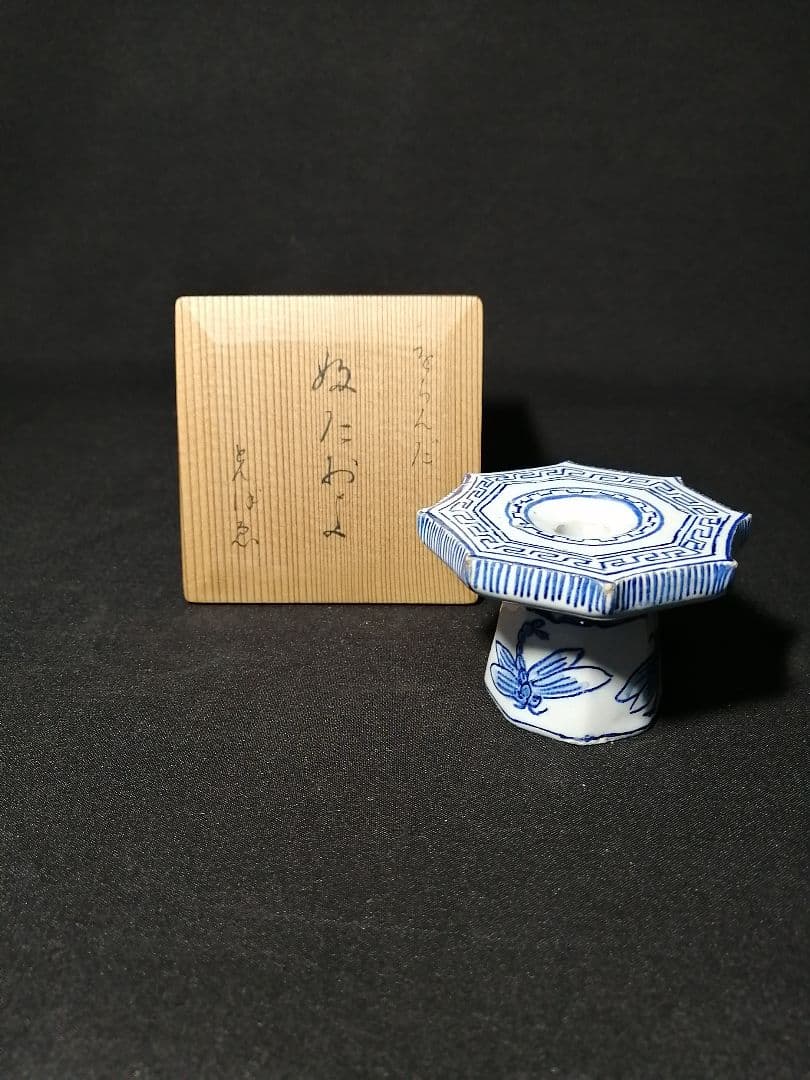 【茶道具】 時代オランダ蜻蛉絵蓋置　蓋置102