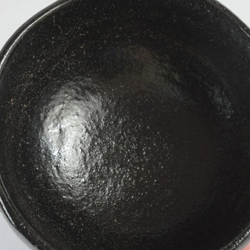 茶道具　楽焼　佐々木松楽造　黒楽茶碗　時代箱付　V　9458