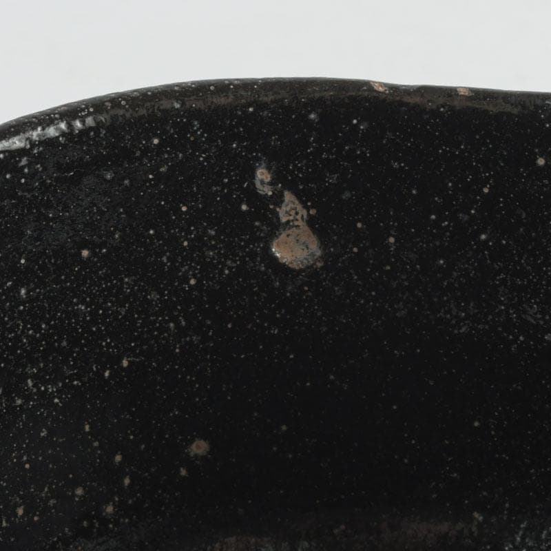 茶道具　楽焼　佐々木松楽造　黒楽茶碗　時代箱付　V　9458