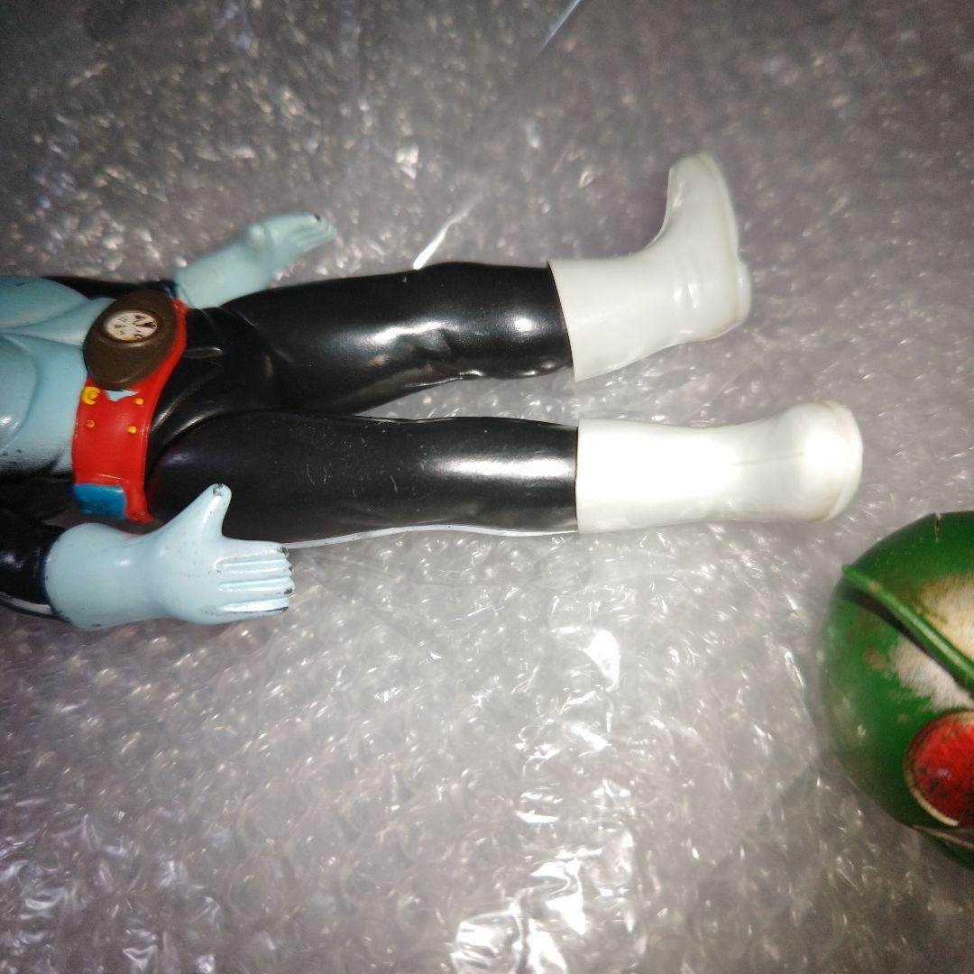 旧バンダイ　仮面ライダー　面取れ　ソフビ　ブリキベルト　26cm　現状品