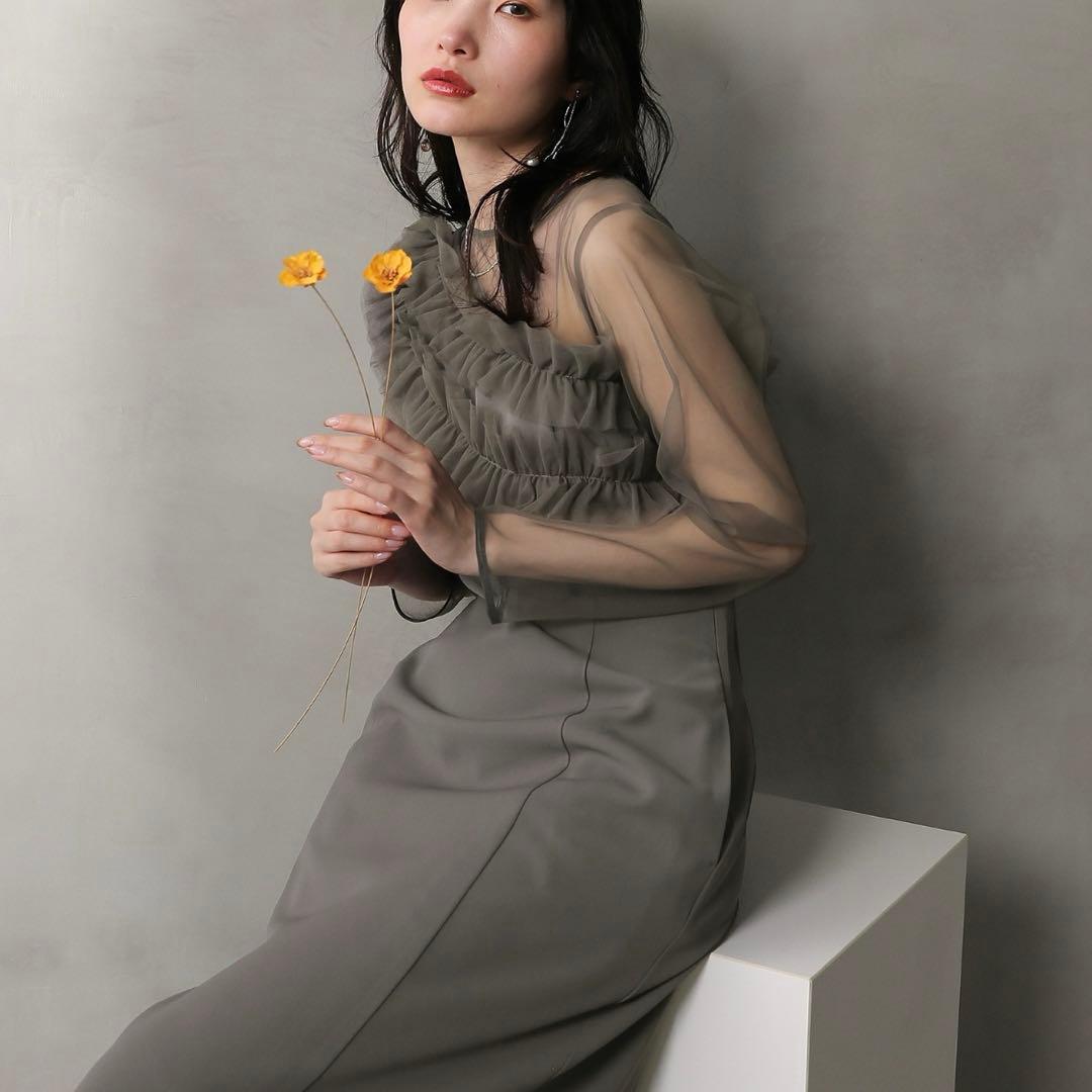 Kana チュールフリル カーブライン ドレス