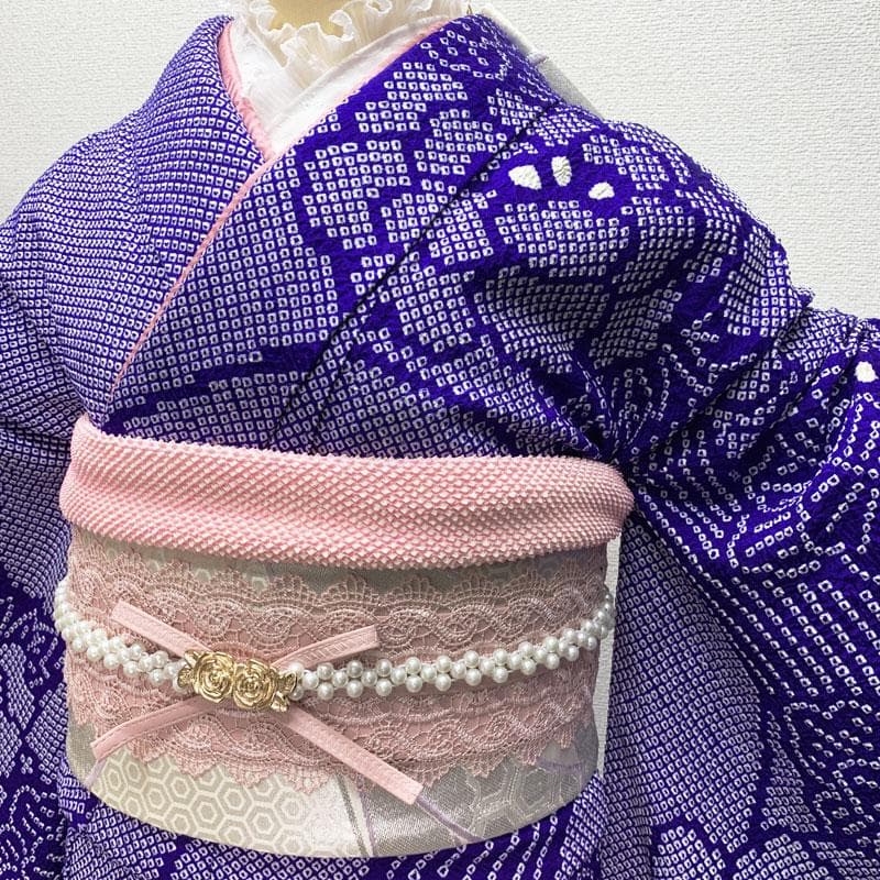 408z34☆振袖 総絞り 牡丹 紫 成人式 結婚式☆状態良好