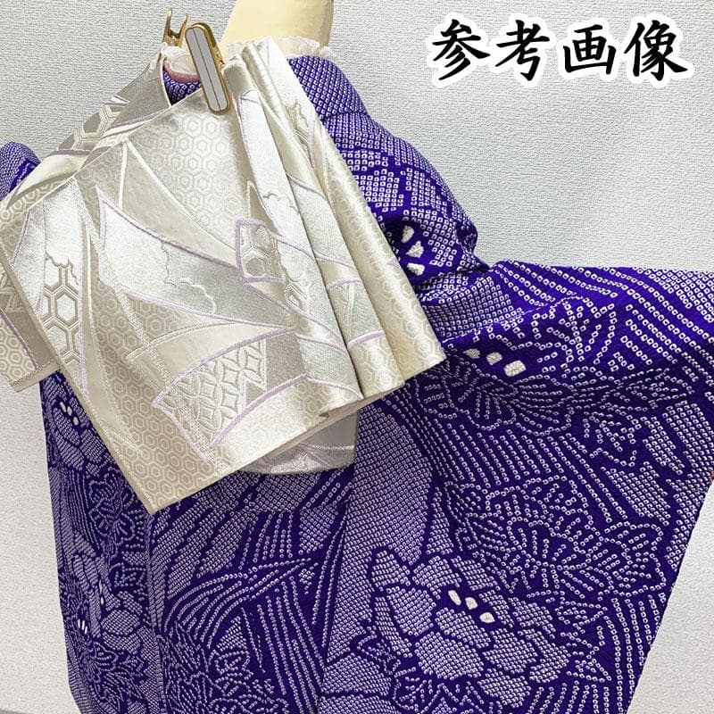 408z34☆振袖 総絞り 牡丹 紫 成人式 結婚式☆状態良好