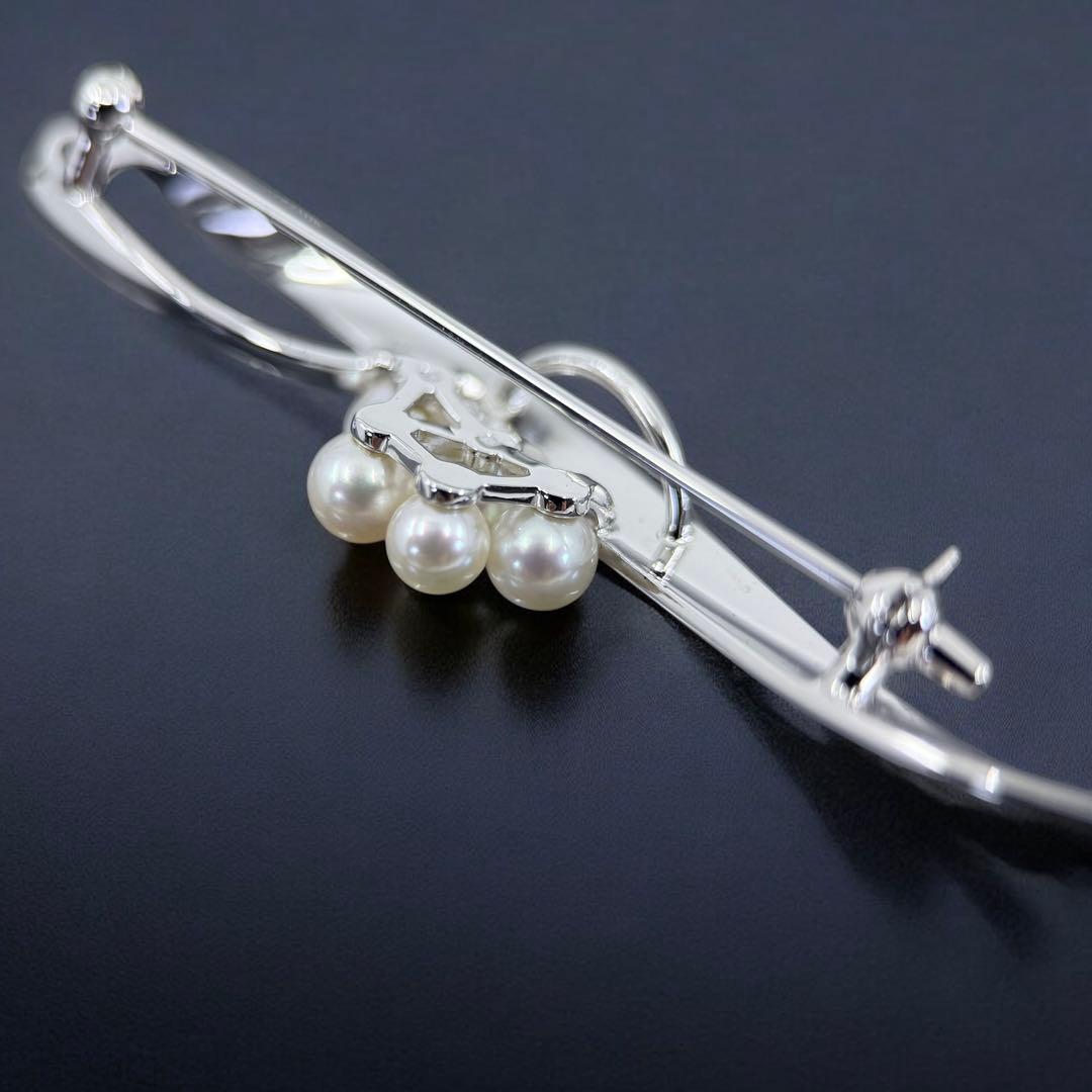 【極上】ミキモト　アコヤ　本真珠　パール　ブローチ　コサージュ　シルバー