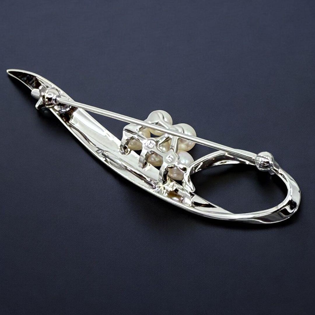 【極上】ミキモト　アコヤ　本真珠　パール　ブローチ　コサージュ　シルバー