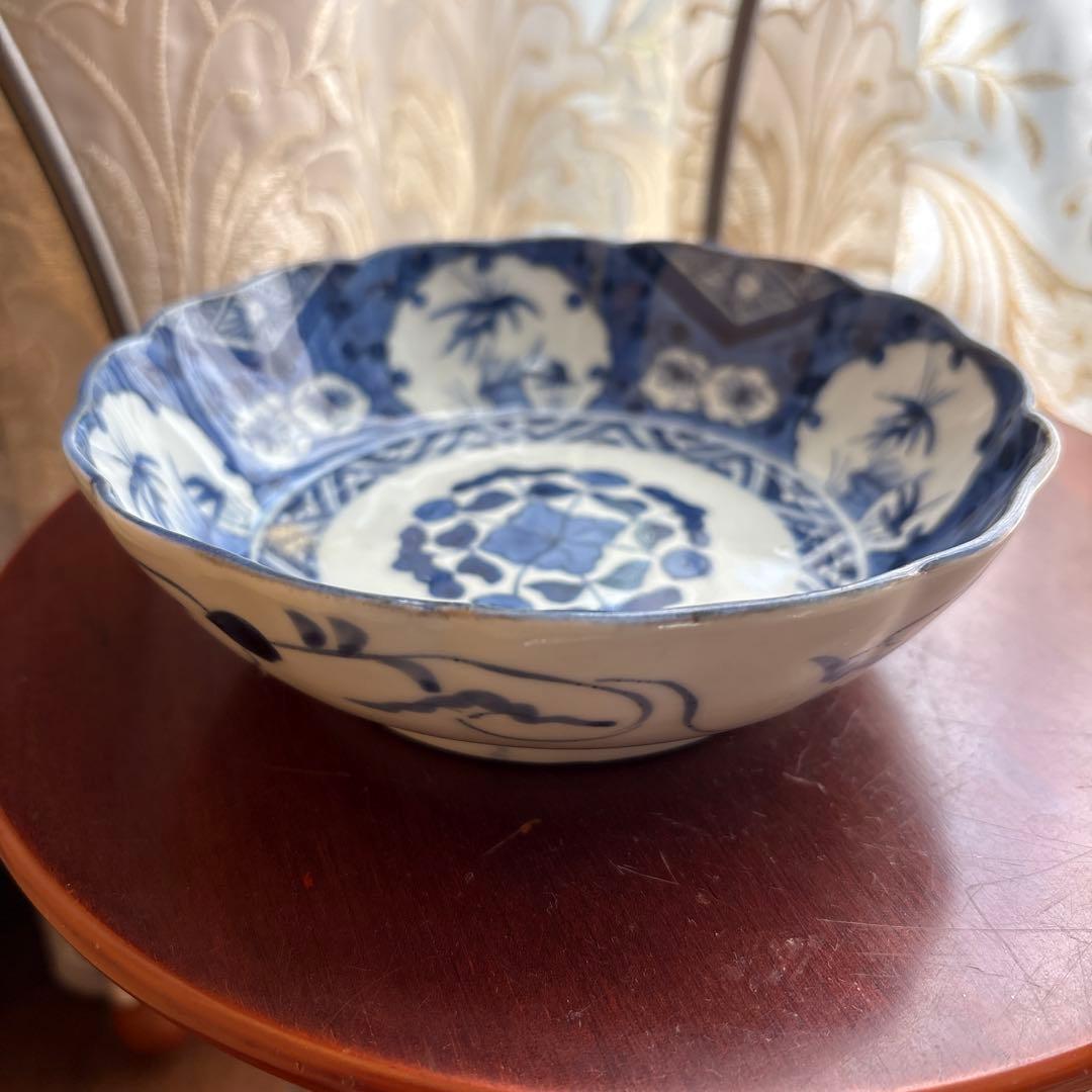 期間限定最終処分特価逸品古伊万里染付なます皿五枚吉祥柄大きめ味わい深いお品物傷無