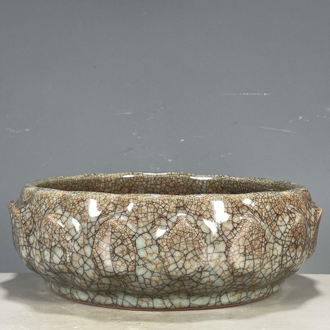 宋官窯氷割れ片支釘洗  筆洗   書道具 文房具 現代工芸品 美術品 置物