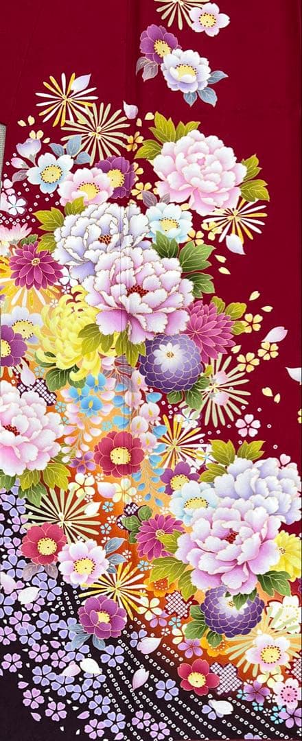 振り袖　フルセット　別誂長襦袢付　赤　成人式　金彩加工　刺繍入り　616