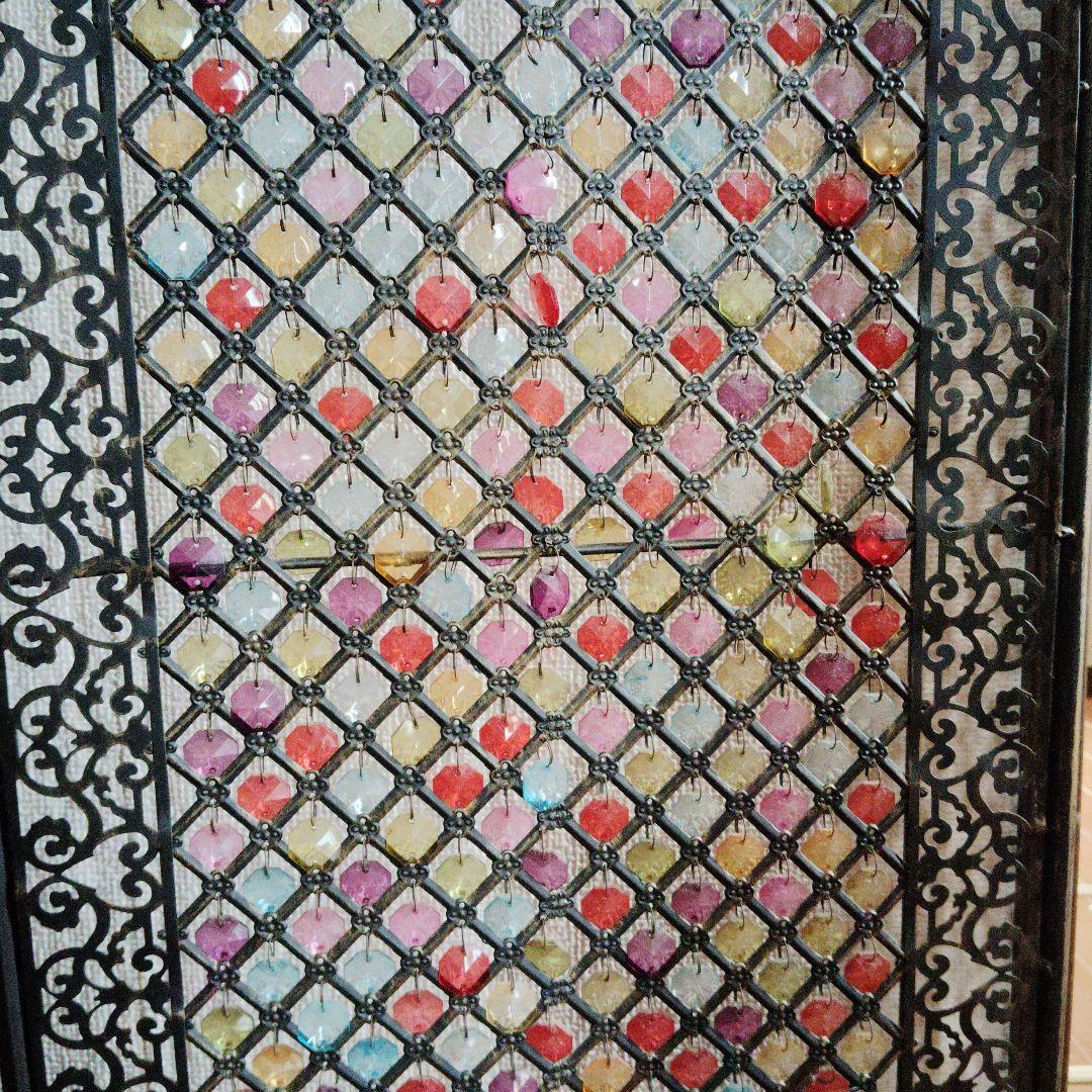 希少　ハンドメイド アイアン　ビーズパーテーション 3つ折り