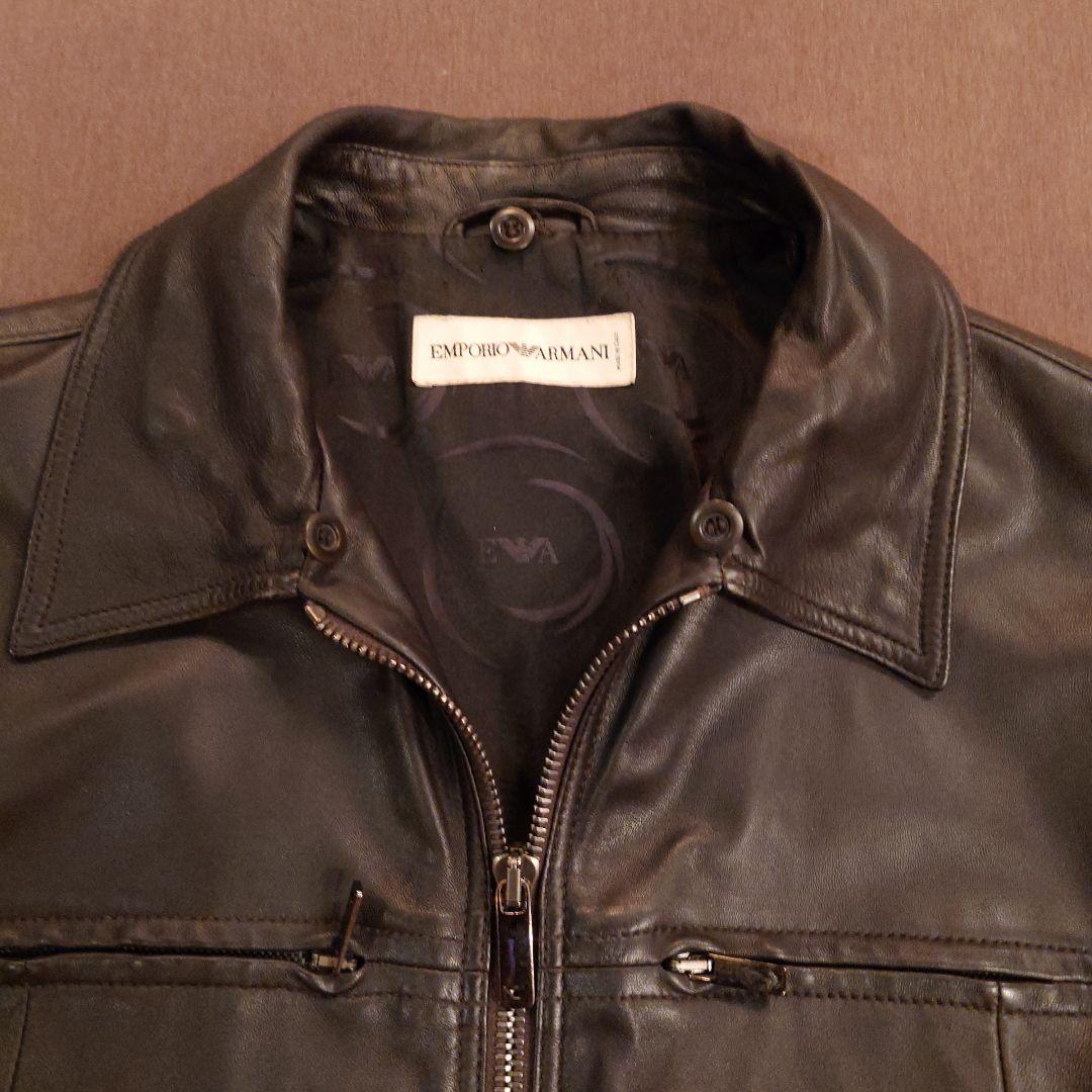 EMPORIO•ARMANI.ファー付き革ジャン.