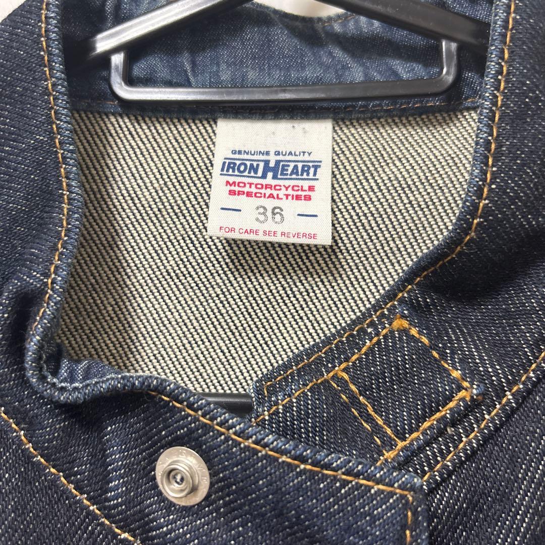 希少 アイアンハート デニムジャケット シングルライダース W36 インディゴ