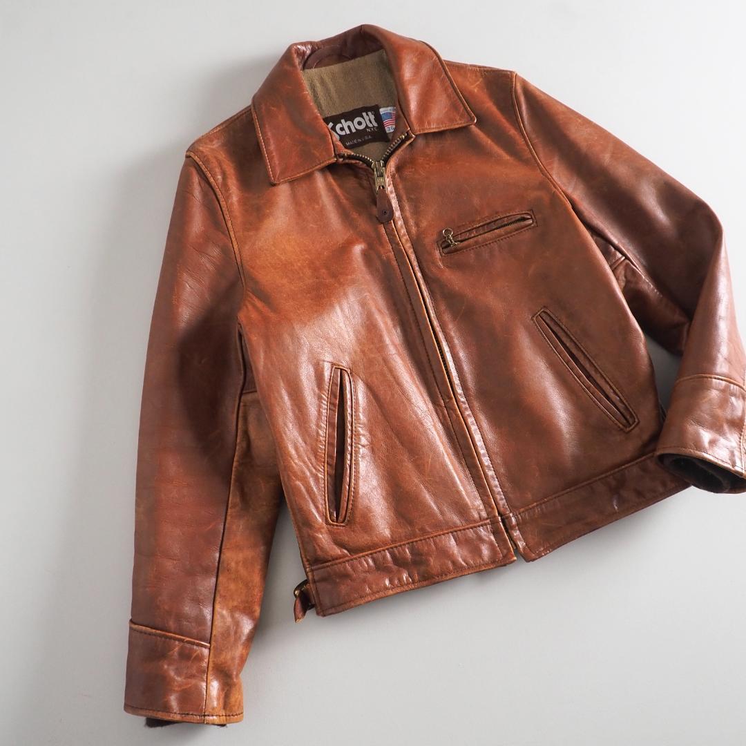 Schott　ショット　サイズ36　USA製　レザージャケット　ブラウン　美品