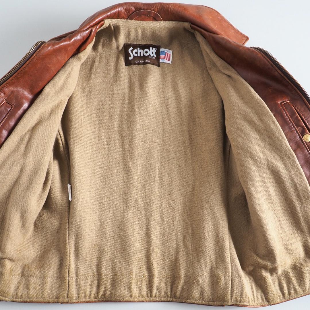 Schott　ショット　サイズ36　USA製　レザージャケット　ブラウン　美品