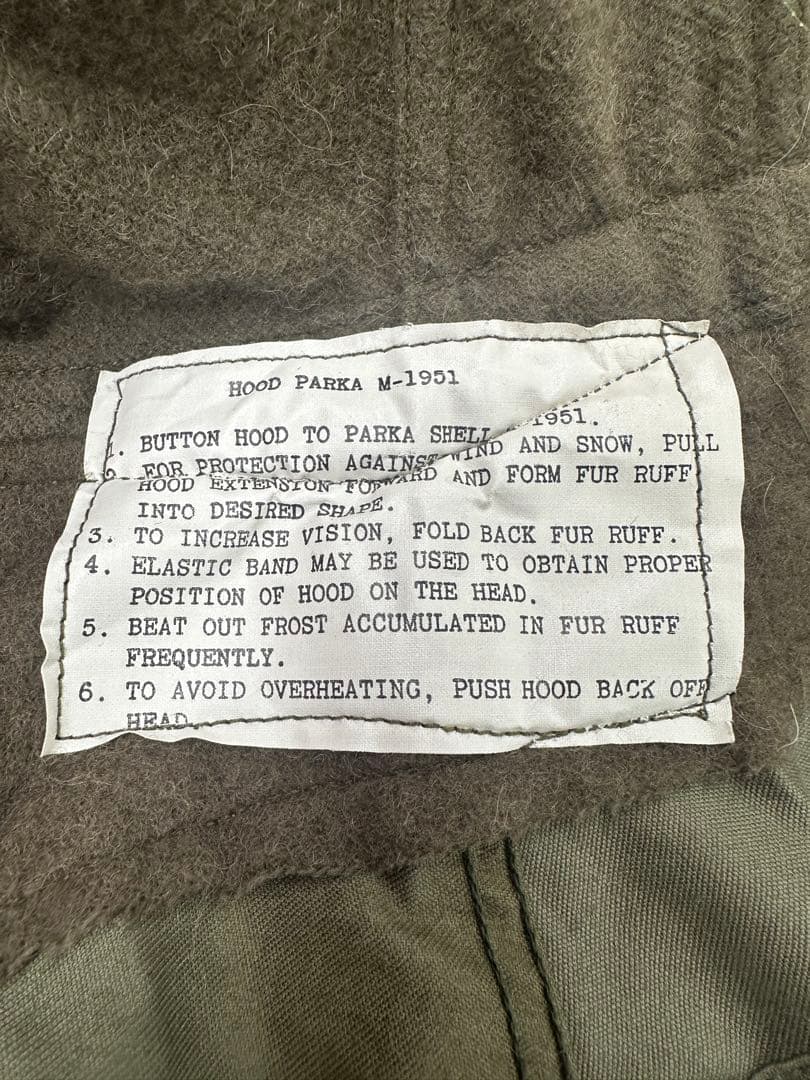 M-51 モッズコート用フード　白ラベル