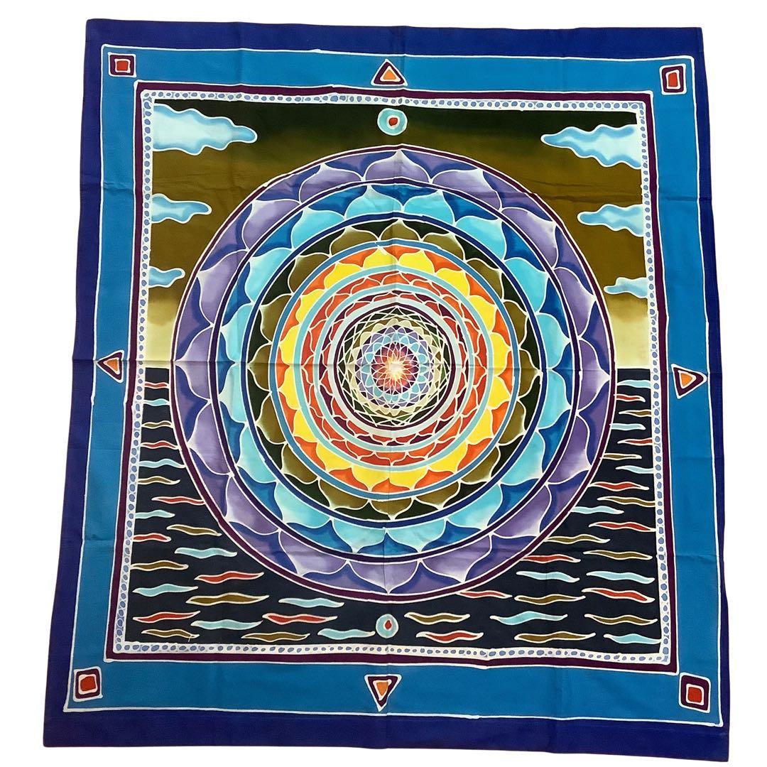 夏セール！【一点物】手描き 曼荼羅バティック　タペストリー