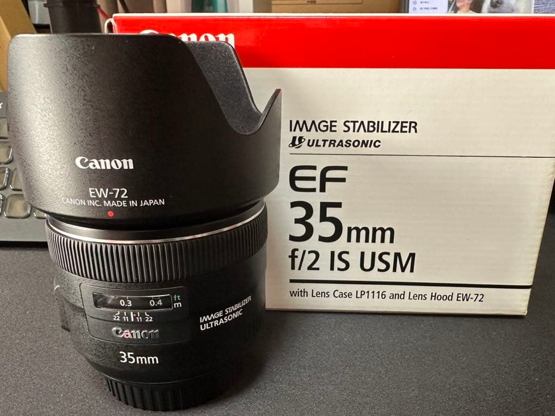 最終値下げ Canon EF35mm F2 IS USM 純正フード・箱付き