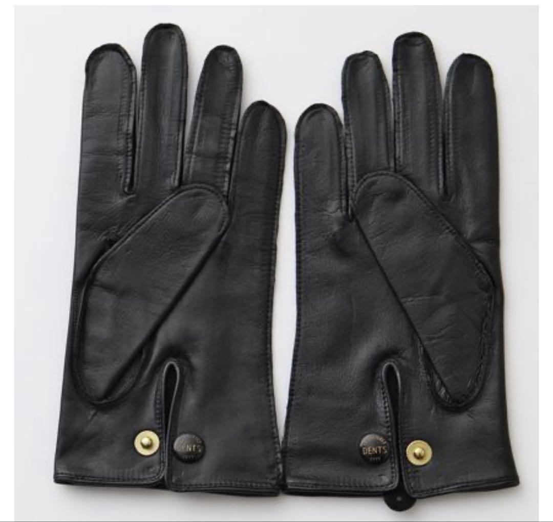 DENTS ブラック レザー手袋 ボタン付き