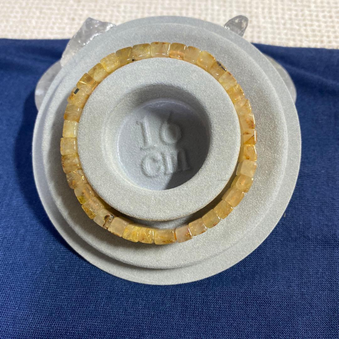 セール中‼️天然石　タイチンルチル　バングル　太針　パワーストーン　約16,5cm