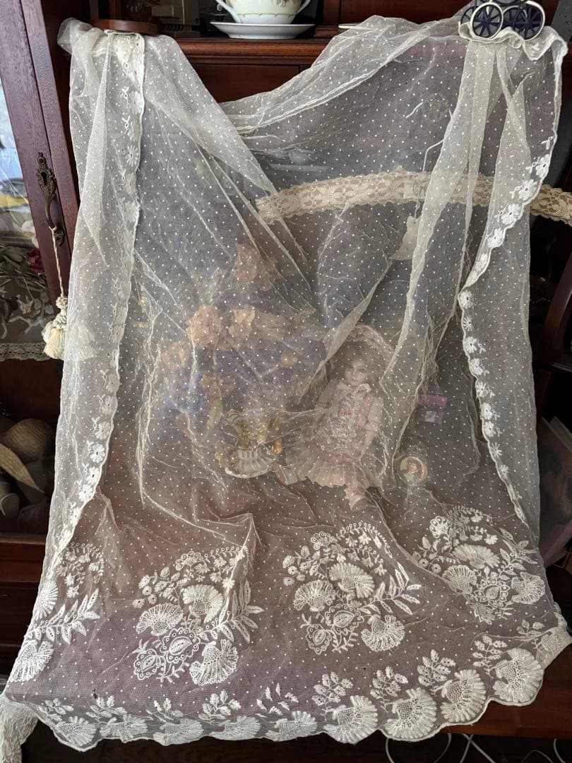 m*︎様 フランスアンティークコットンドット花刺繍レース大きめ