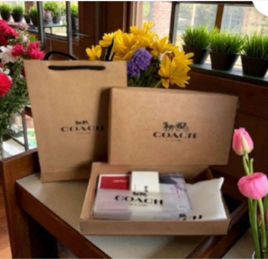 COACH 二つ折り財布 ブラウン ピンク