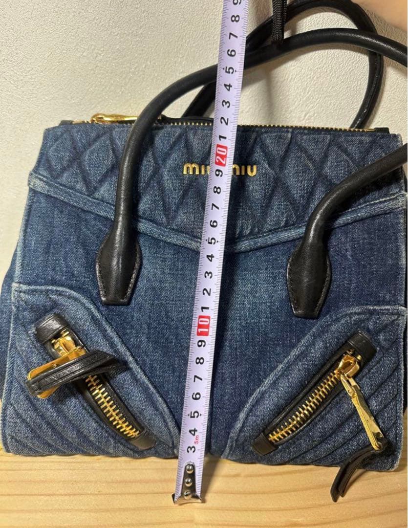 【mh】miu miu ハンドバッグ バイカー 2way バック デニム柄