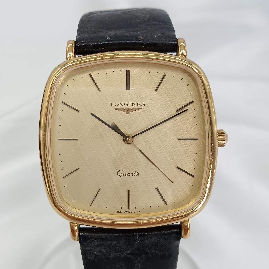 【電池交換済】LONGINES ゴールド スクエア 腕時計 メンズ 155710