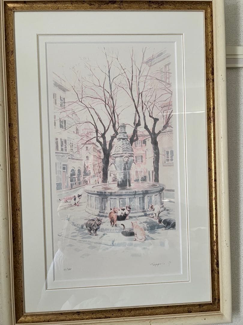 笹倉鉄平 「旧市街の猫たち」シルクスクリーン