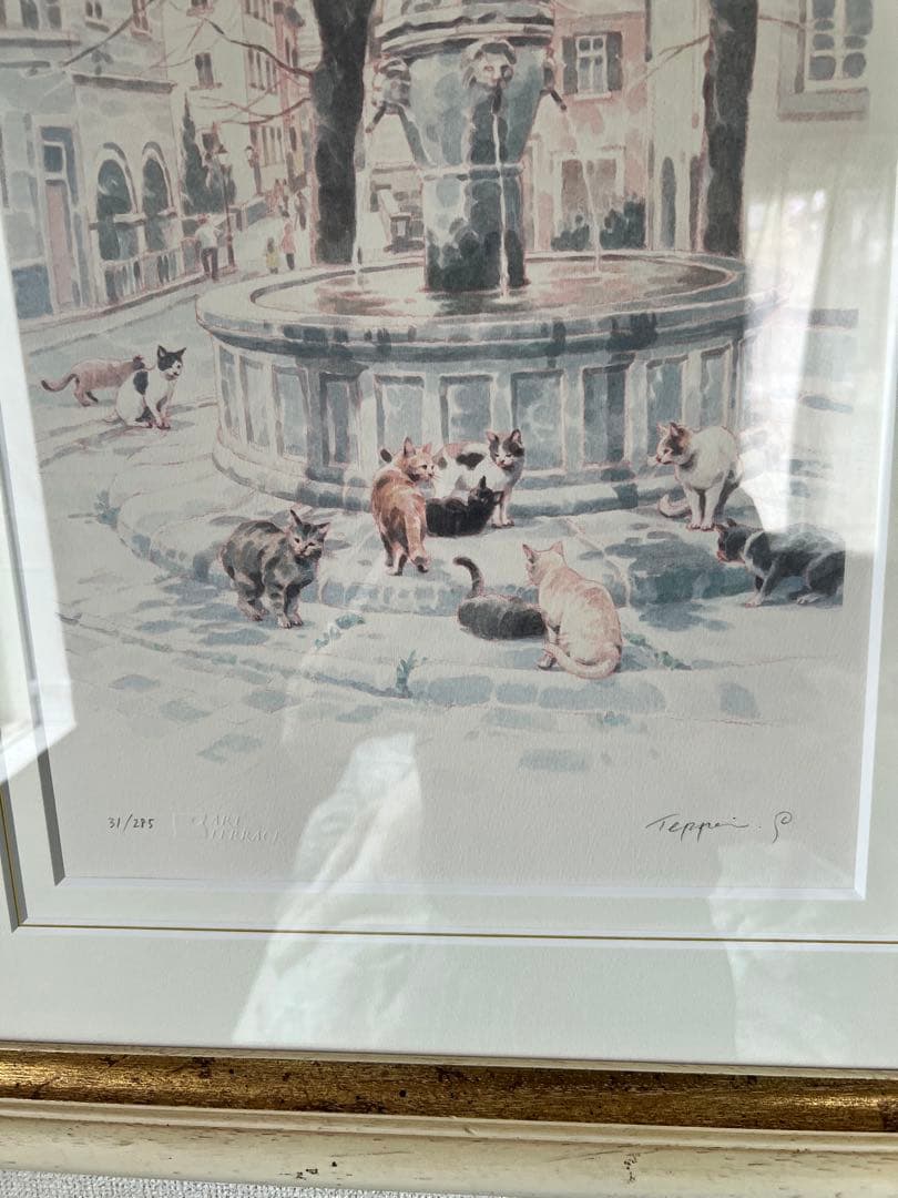 笹倉鉄平 「旧市街の猫たち」シルクスクリーン