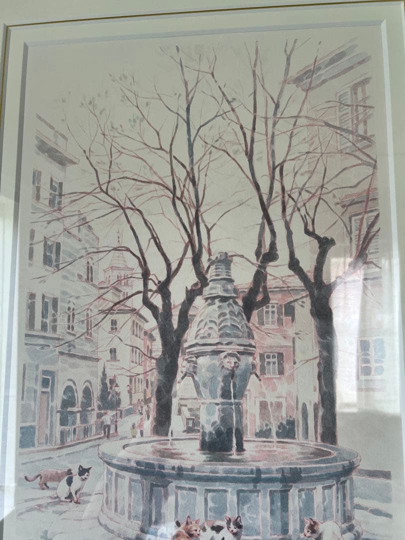 笹倉鉄平 「旧市街の猫たち」シルクスクリーン