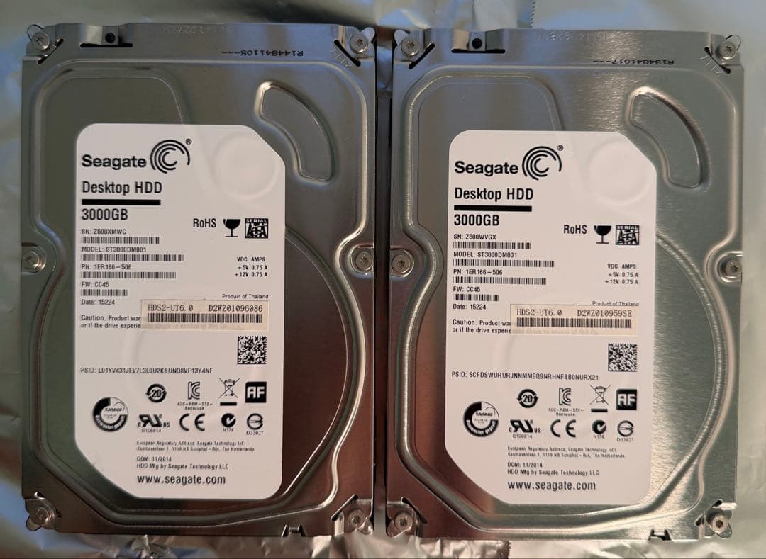 Seagate HDD 3TB Model:ST30000DM001の2セット