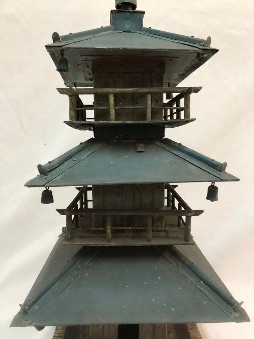 錆あり 昭和レトロ 三重の塔 置物 銅製 ヴィンテージ アンティーク