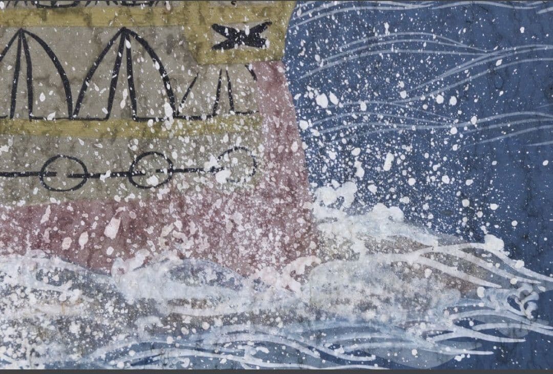 南蛮人図屏風 四曲一隻 時代名品 在銘 紙本彩色 旧家造出品