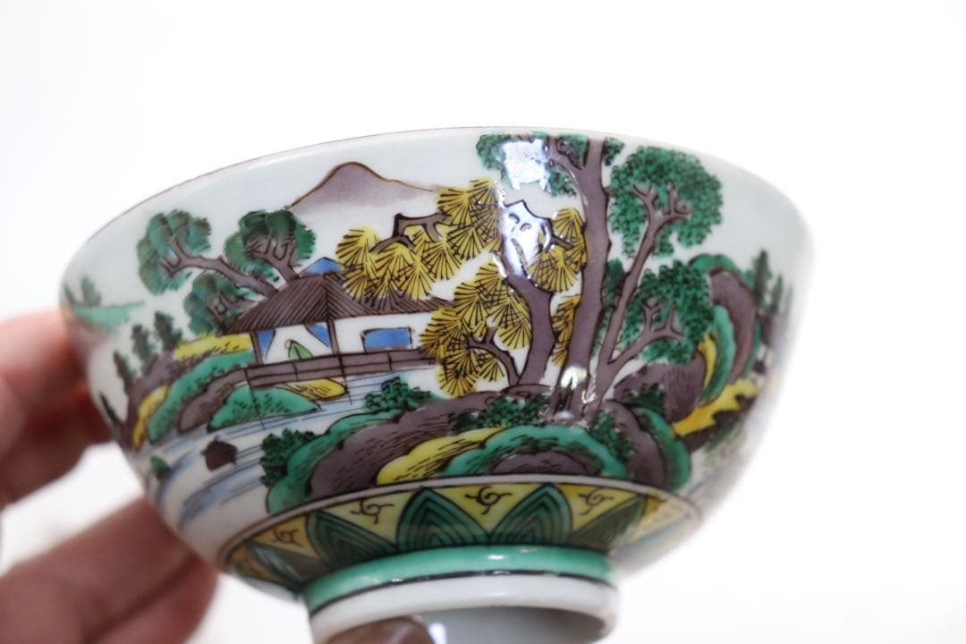 明治期　九谷焼　蓋茶碗5点　送料込み251114