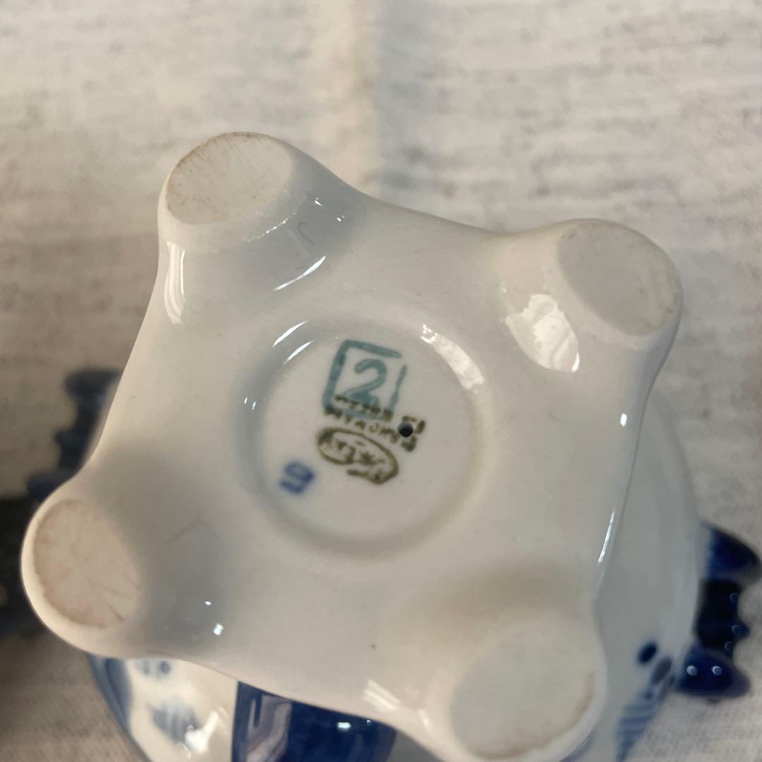 【値下げ】ロシア　グジェリ焼き　陶器 サモワール　ティーポット　ブルー　ペア