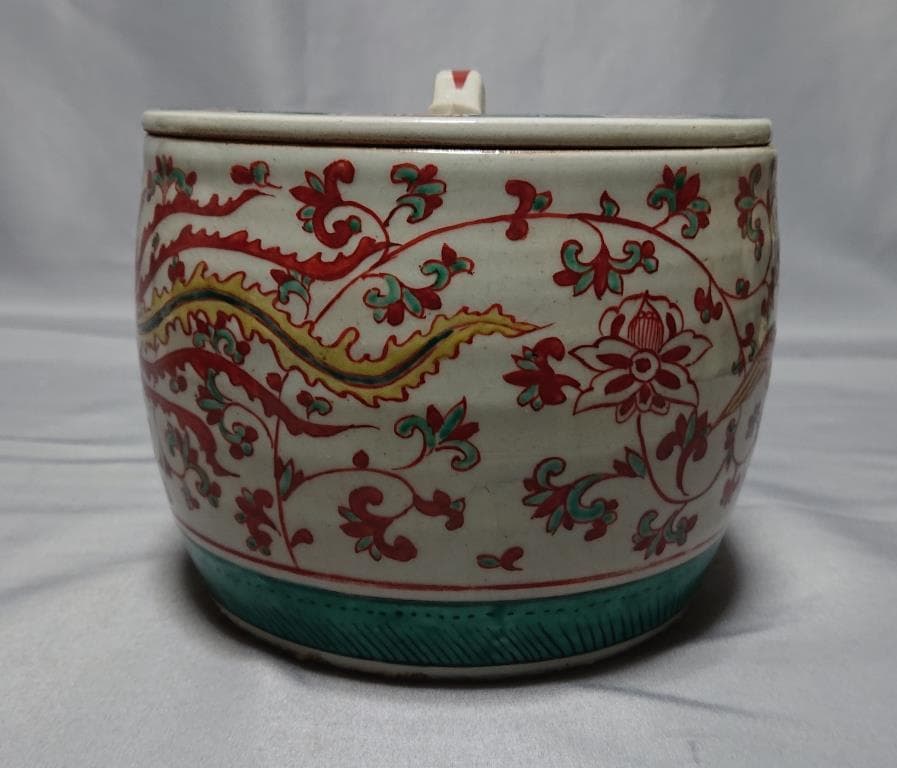 コレクター収集品　ベトナム　安南　赤絵鳳凰紋　水指