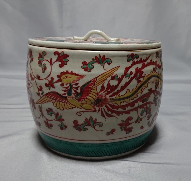 コレクター収集品　ベトナム　安南　赤絵鳳凰紋　水指