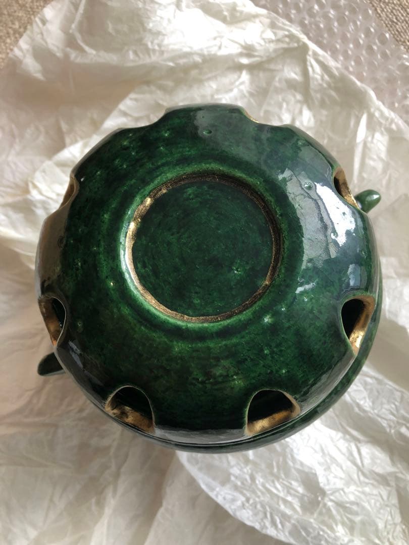 青釉　香炉　平安楽入作　共箱入