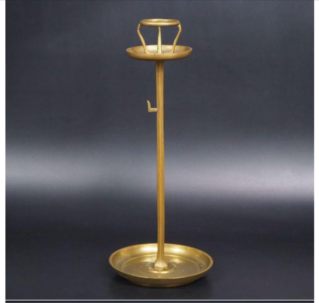 送料無料時代物手造り銅製燭台高さ32.5ｃｍ検/茶壺古錫玉川堂高岡佐渡銅器龍文堂