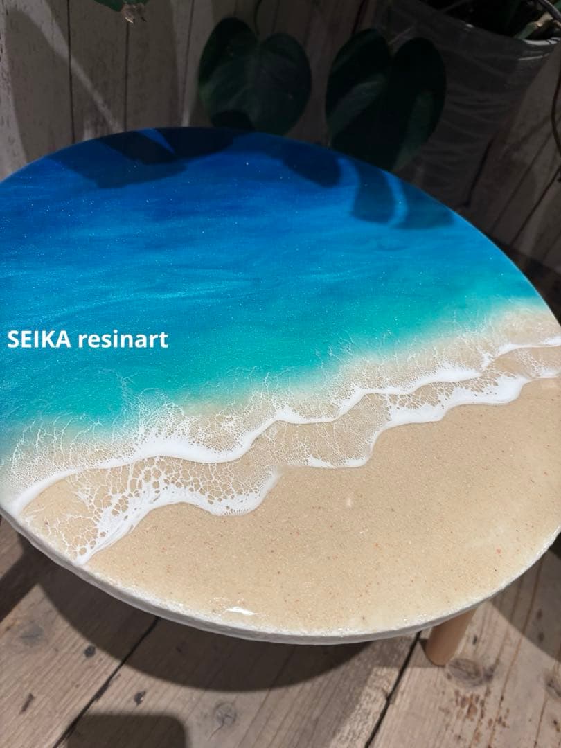 レジンアート　レジンテーブル　ミニテーブル　海レジン　オーシャンアート