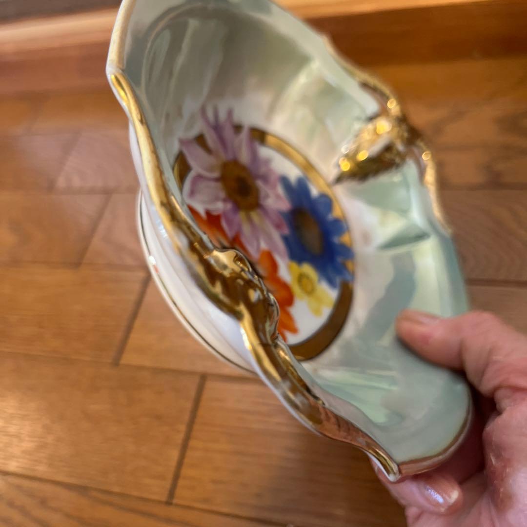 最終処超レアオールドノリタケ山羊持ち手フィギュア変形ボウルラスターM JAPAN