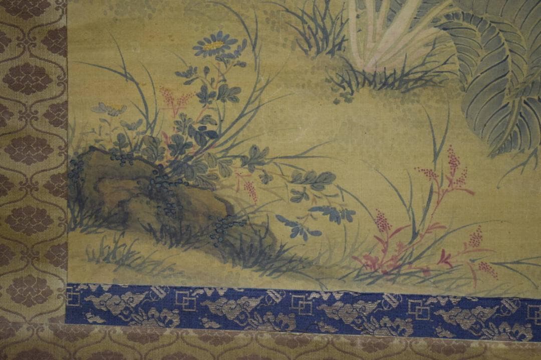 模写/田能村直入/小虎/鶏頭に群雀図/ケイトウ/布袋屋掛軸HE-621